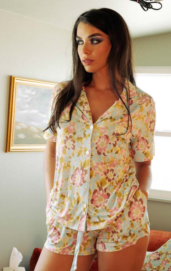 MODAL COLLECTION- PAINTED BLOOMS- SHORT PAJAMA SET