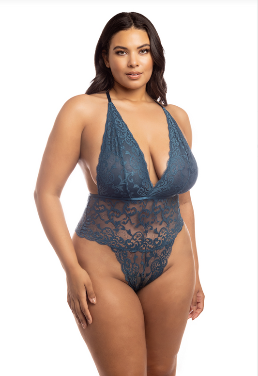 Jeana Lace Halter Teddy - Teal