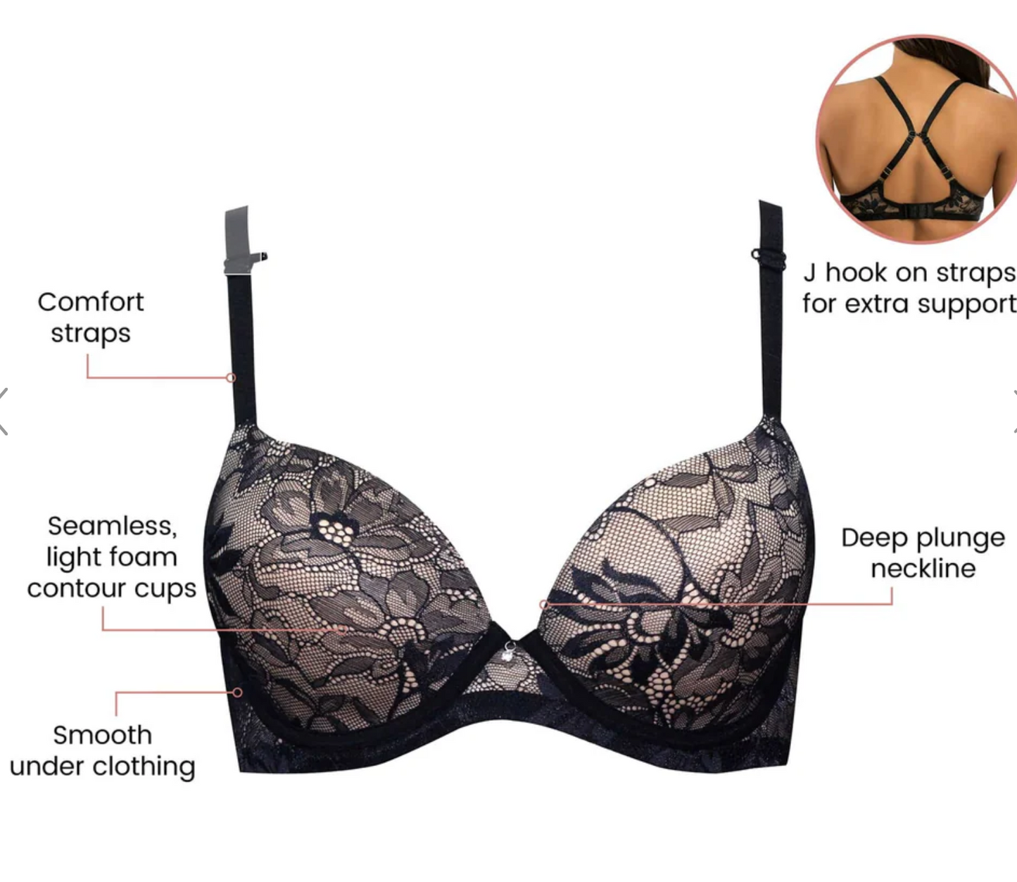 Full Busted Lace Molded Padded Everyday Basic Wired T-shirt Bra