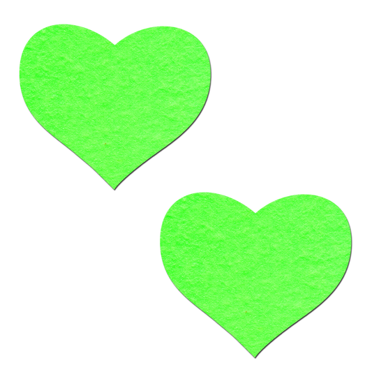 Heart: Glow-in-the-Dark Neon Heart Pasties Nipple Covers: Neon Green